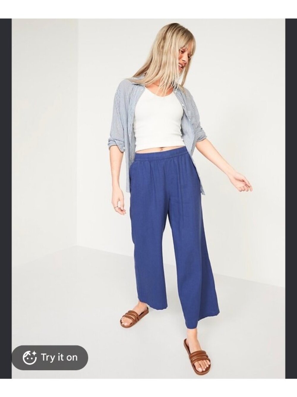 Old Navy High-Waisted Linen-Blend Wide-Leg Pants size 3X NWOT